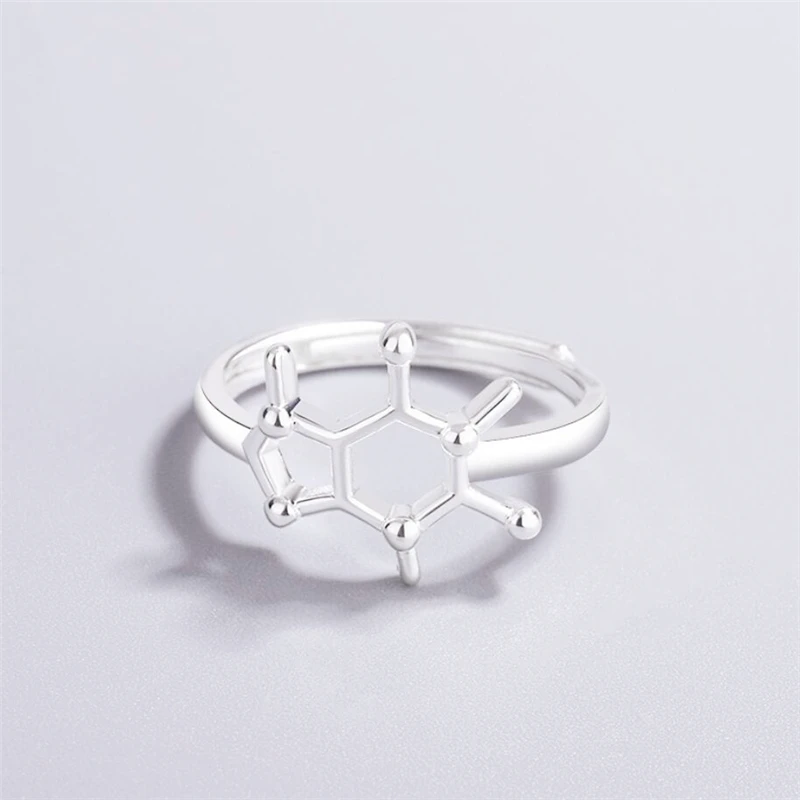 Dopamine Gene DNA 925 Sterling Silver Resizable Opening Ring For Women Fine Luxury Jewelry RI998