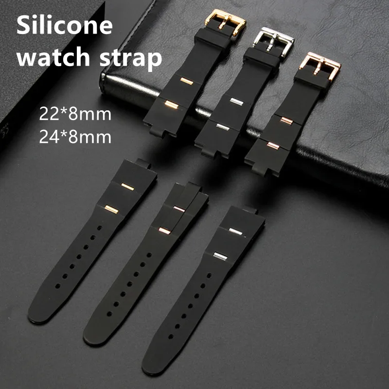 22*8mm 24*8mm Silicone watch strap Dedicated interface bracelet Solid precision steel buckle for BVLGARI DP42C14SVDGMTBVLGAR