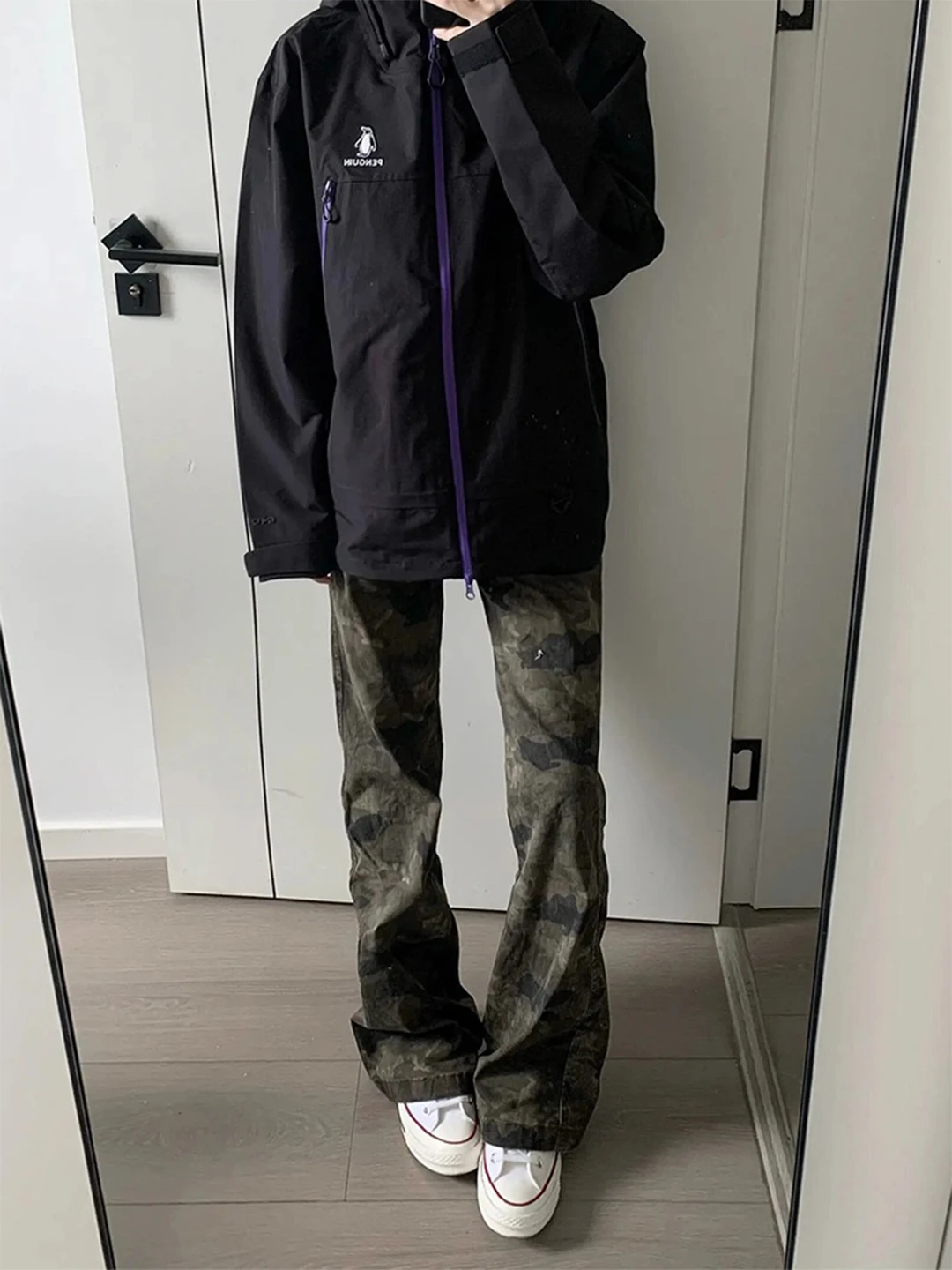 

Мужские джинсы American Vibe с камуфляжным принтом, осенние, прямого кроя, с вырезами, удлиненные, CleanFit, расклешенные, молодежные, повседневные