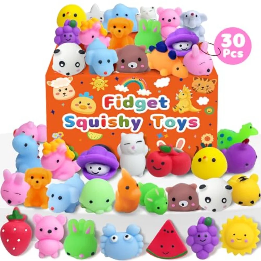 

30 Pack Squishy Toys, Kawaii Party Favors for 3-5, 4-8, 8-12, Treasure Box Toys for Classroom Prizes, Mini Birthday Gifts Goodi