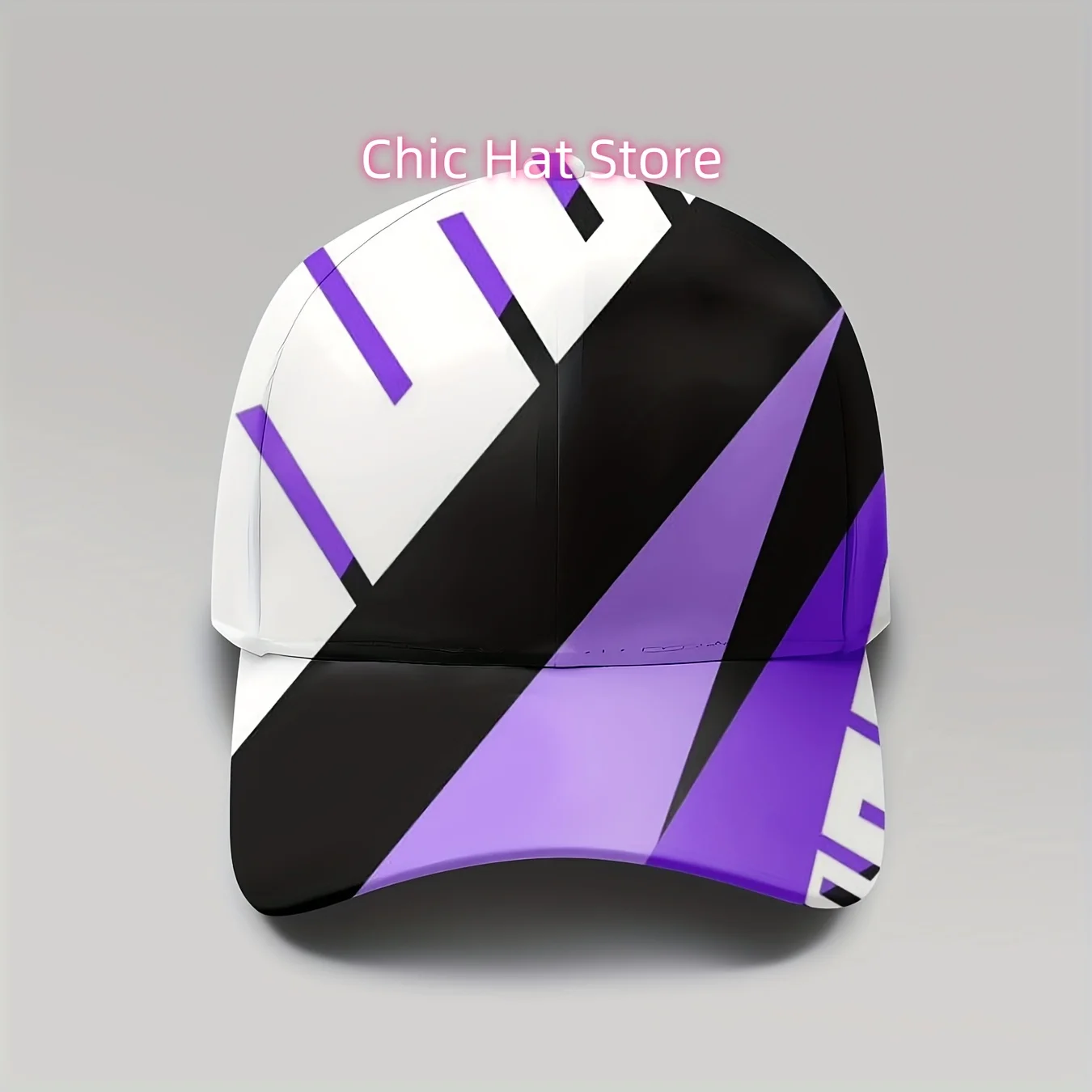 1pc, Geometric Abstract Design Baseball Cap, Featuring a Purple, Black, And White Pattern. Suitable for Everyone, This Casual Fa