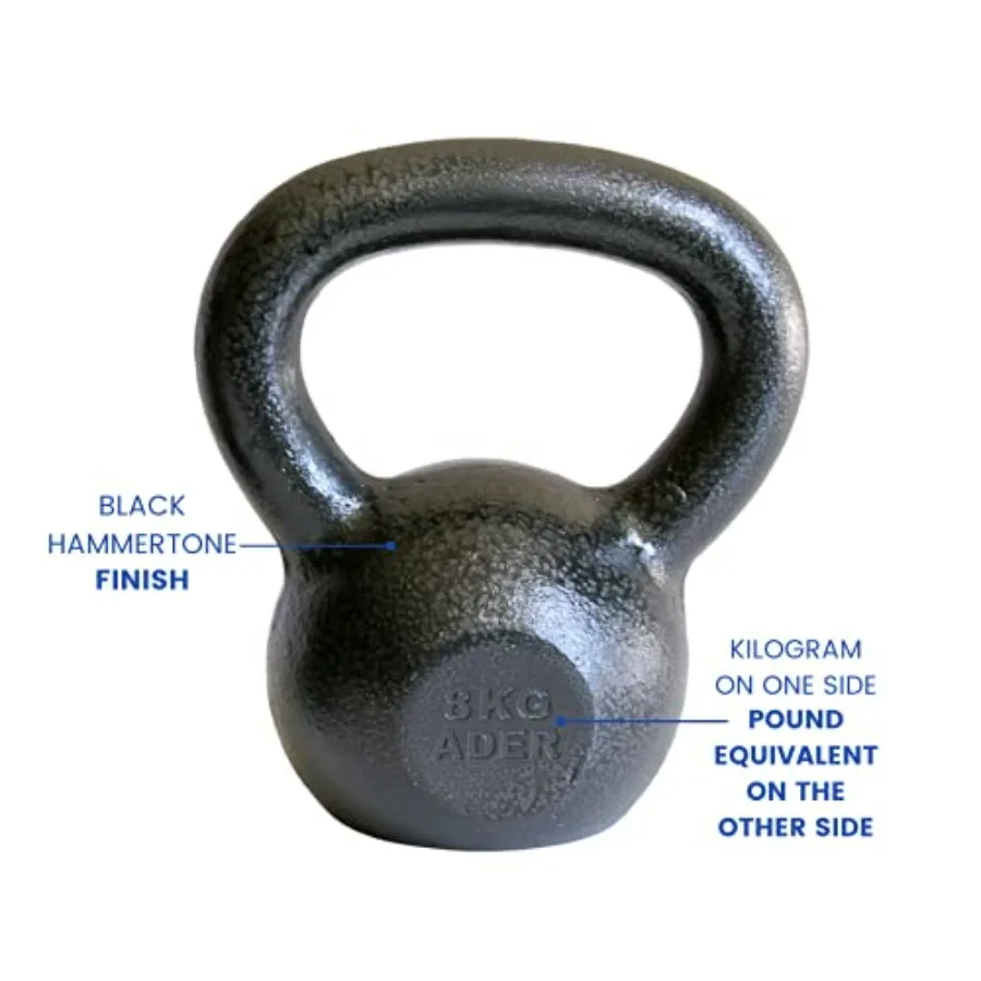 أدر بريميير كيتل بيل 8 كجم 18 رطل لتدريب القوة وتمارين اللياقة البدنية الوظيفية في المنزل أو صالة الألعاب الرياضية متينة من الفولاذ