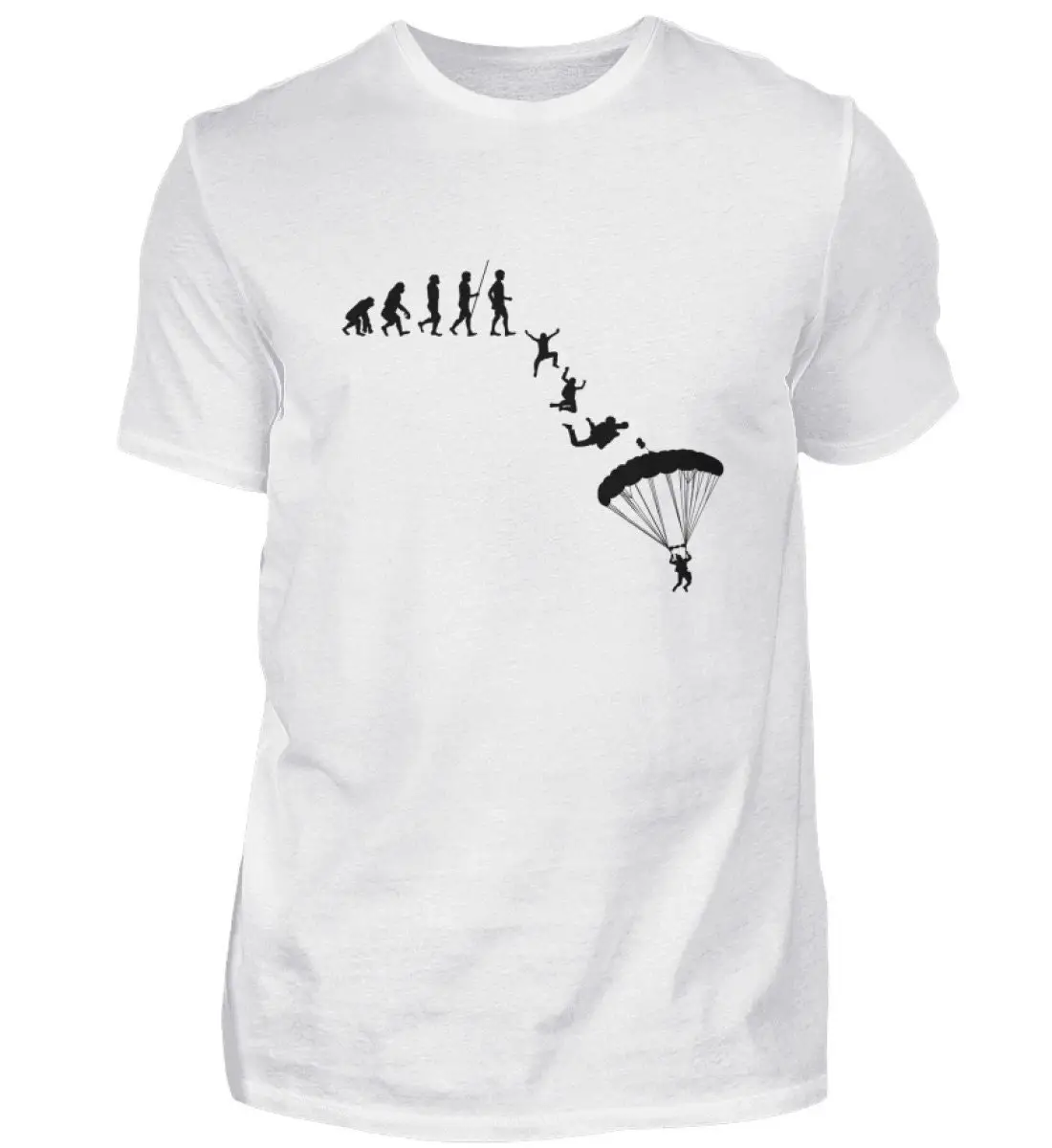 Skydiver Evolution T Shirt Paraglider Idea Paratrooper Parachute Development Cotton Black