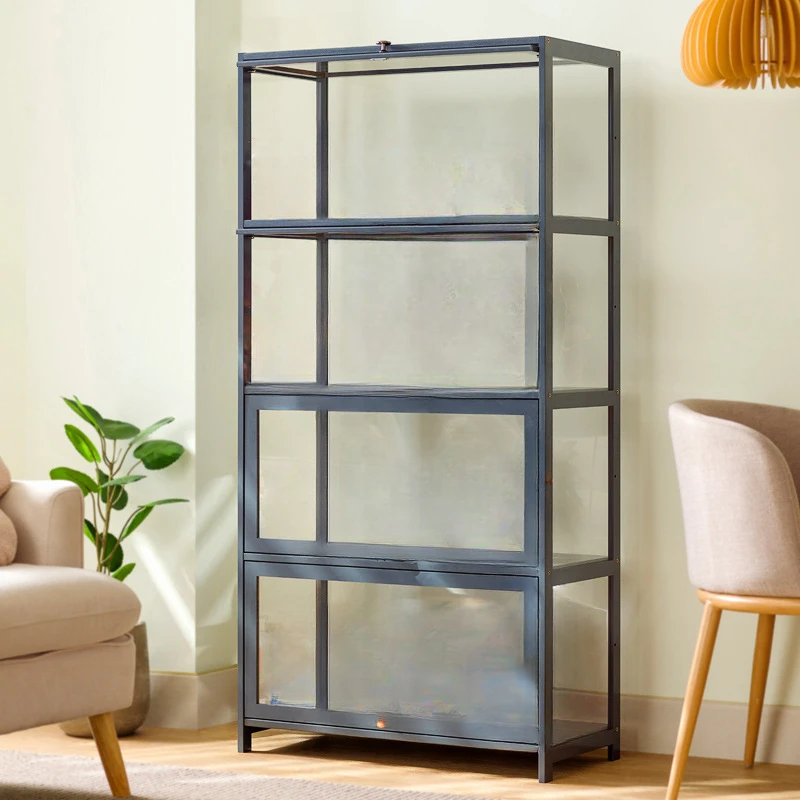 

Handmade Display Cabinet, Transparent and Dustproof Display Cabinet, Toy Hand Made Acrylic Storage Box, Bamboo Frame Bookshelf