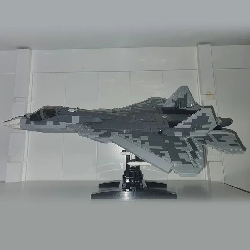 Moc Building Bricks Military Model SU-57 Felon Combat Fighter Technology Modular Blocks Gifts Christmas Toys DIY Sets Assembly