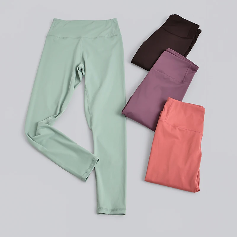 

High Waist Women Sports Leggings Hip Up Slim Crotch Seam Colorful Elastic Base Leggings for Gym Jogging Daily Casual Wear Sexy