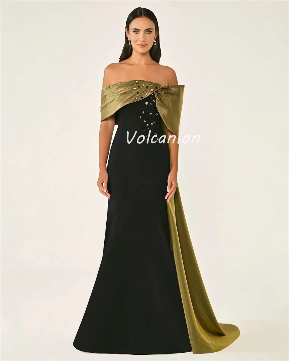 Индивидуальные модные джерси высокого качества со складками и стразами Русалка с открытыми плечами Длинные платья на заказ Классические платья для особых случаев