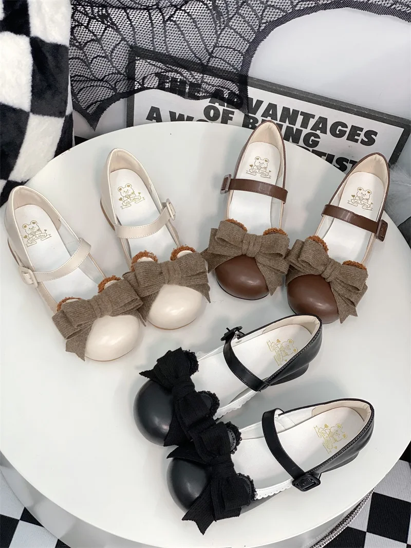 Original New Little Bear Cute Lo Shoes Sweet Lolita Single Shoes Stage Performance Big Head Doll Shoes Loli Dance Shoes