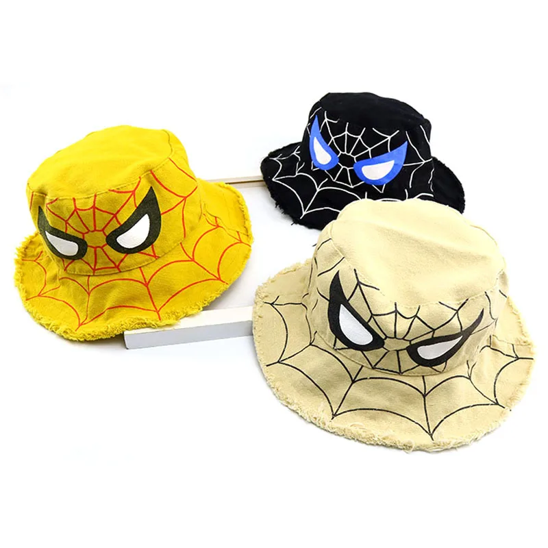 Spiderman Children Bucket Hat Multifunctional Outdoor Sunscreen Basin Cap for Boy Girl Foldable Storage Bag Fisherman Hat