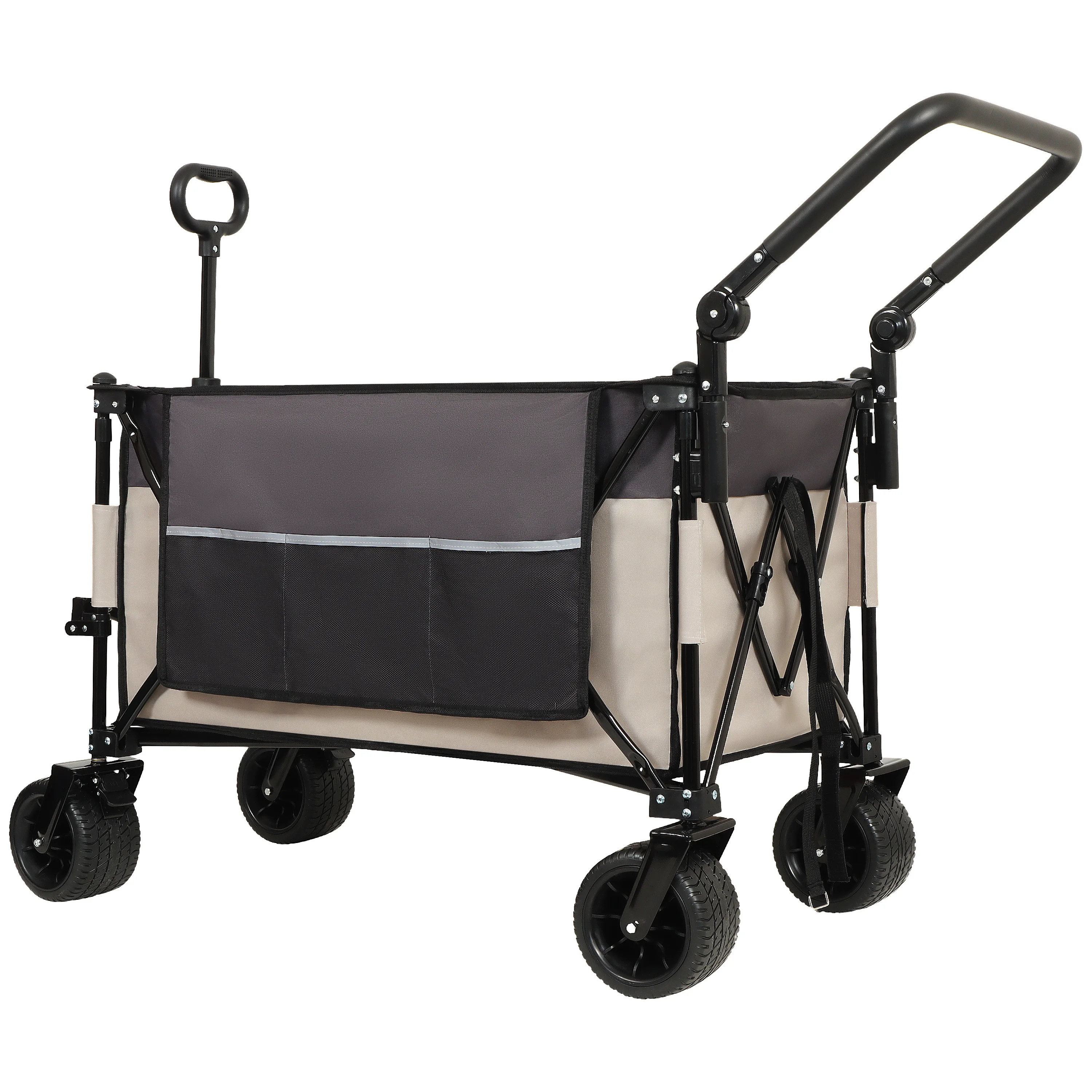 Multi-Functional Push-Pull Folding Wagon Cart with Rotating Handle & 360° All-Terrain Wheels – Heavy-Duty, Adjustable Design, La