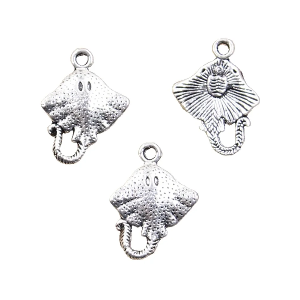 15 sztuk Charms Stingray ryby 21x13mm Antique Making wisiorek fit,Vintage tybetański srebrny kolor, ręcznie robiona biżuteria DIY