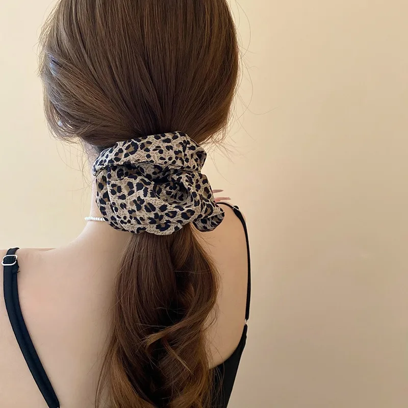 1/2pcs Retro Leopard Print Hair Scrunchie Ponytail Elastic Stretchy Hair Band Rope Women Girls Creative Fashion Hair Accessory