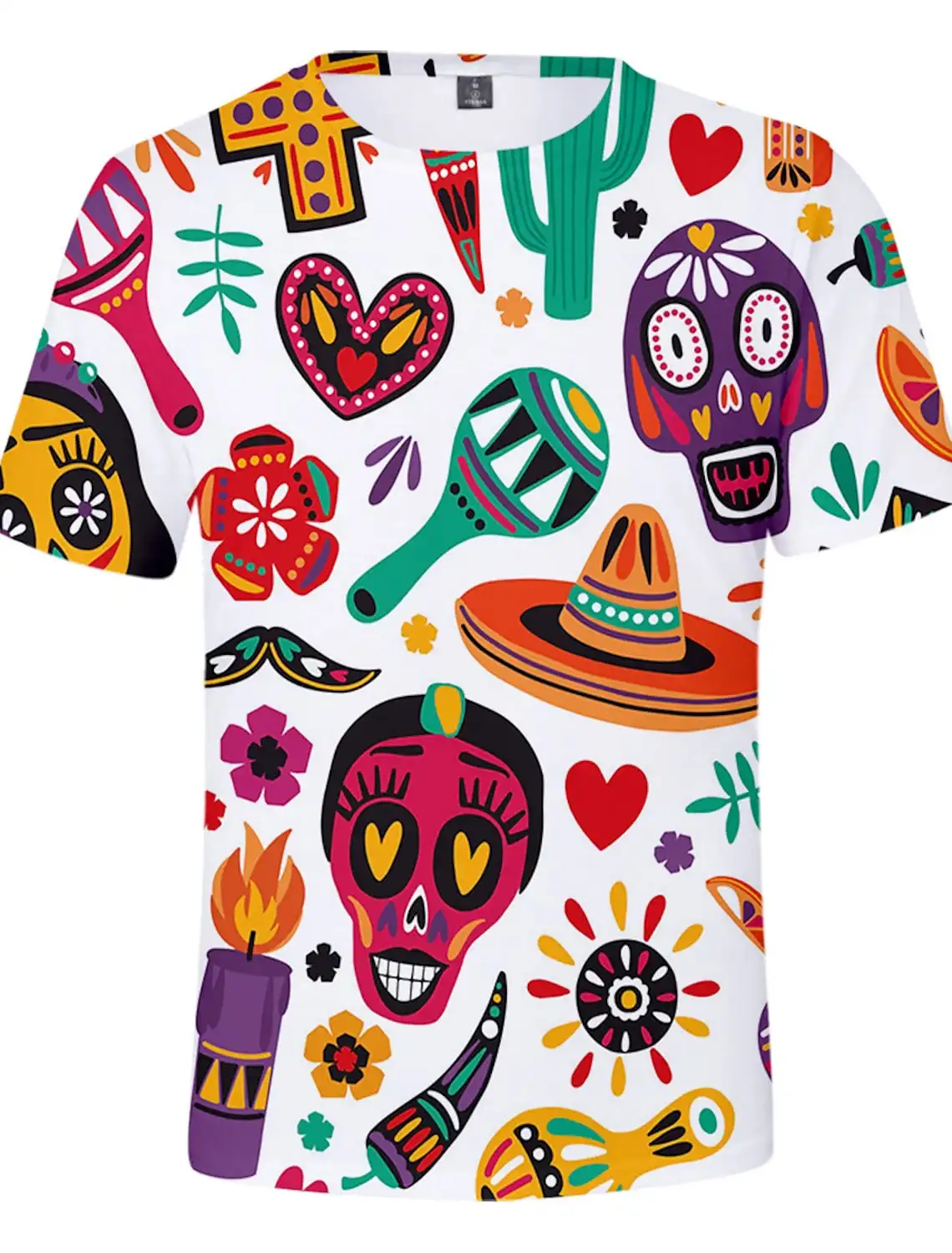 Funny Sugar Skull Mexican T-shirt Anime Cartoon Anime Mexico Independence Day Day of the Dead T-shirt For Men Women\'s Top tees