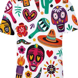 Funny sugar Skull Mexican T-Shirt Anime Anime Anime Mexico Independence Day of the Dead Day T-Shirt for Men Top Tees of Women 6 Main Sales Mexican Skull - №6