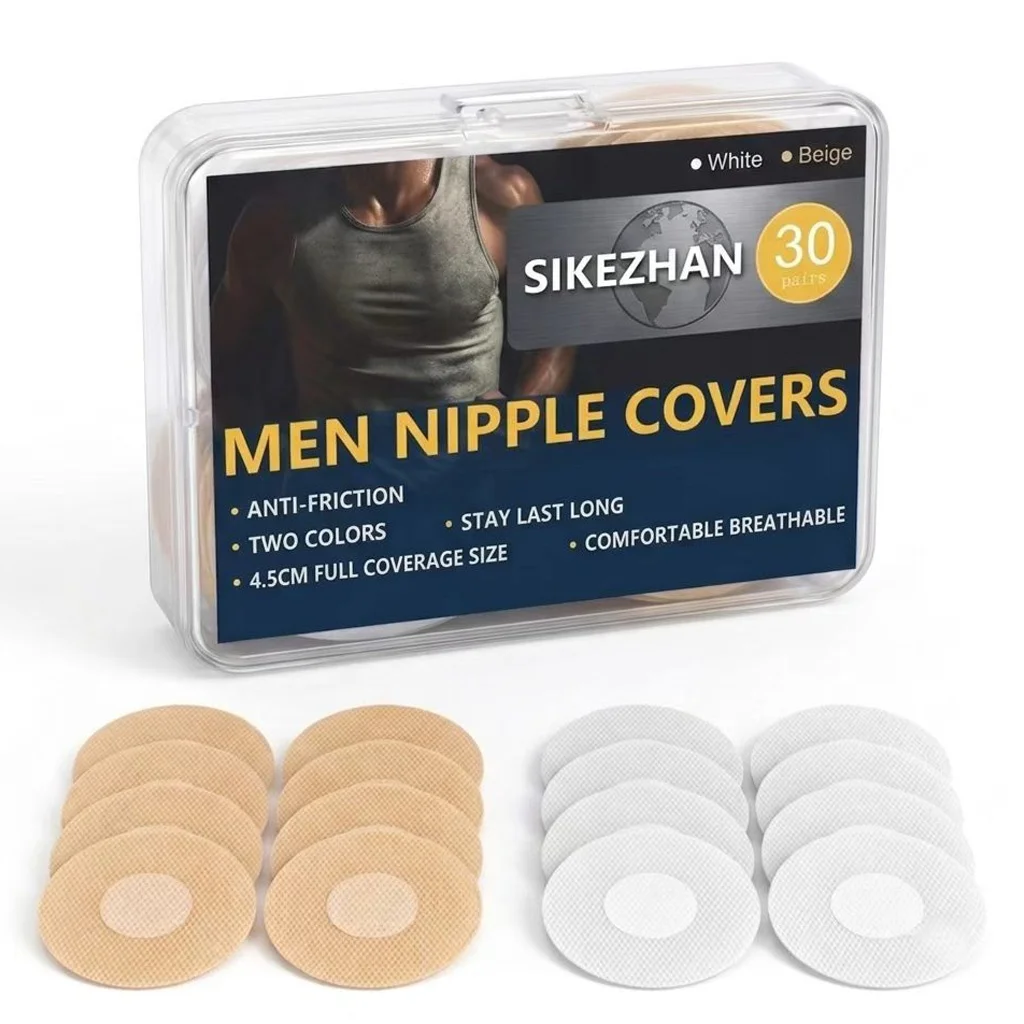 SIKEZHAN Men Nipple Covers Anti Chafing Breathable Running Tape Sweatproof Nipple Guard Patches for Sports Gym Cycling 30 Pairs