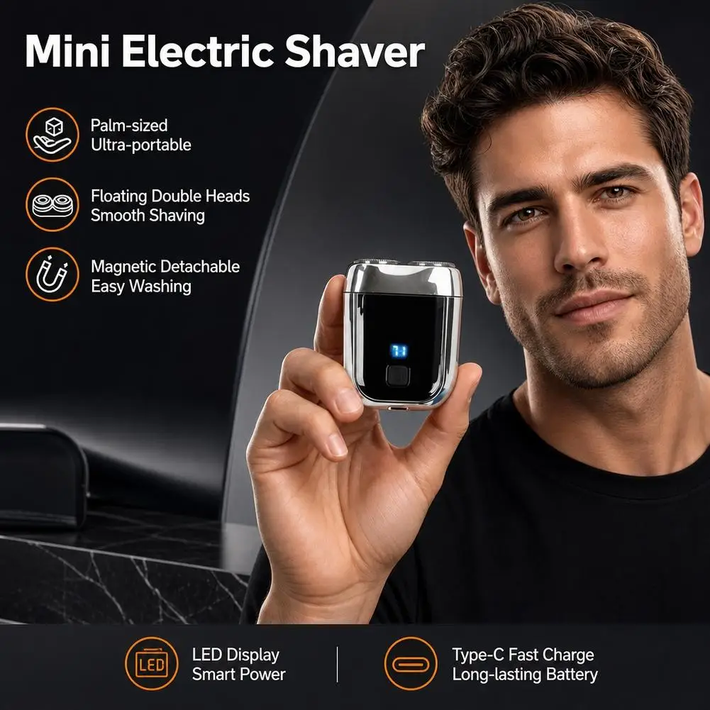 Portable Electric Shaver Double Floating Heads Mini Shaver Waterproof Safety Cordless  Razors Nice Gift For Men