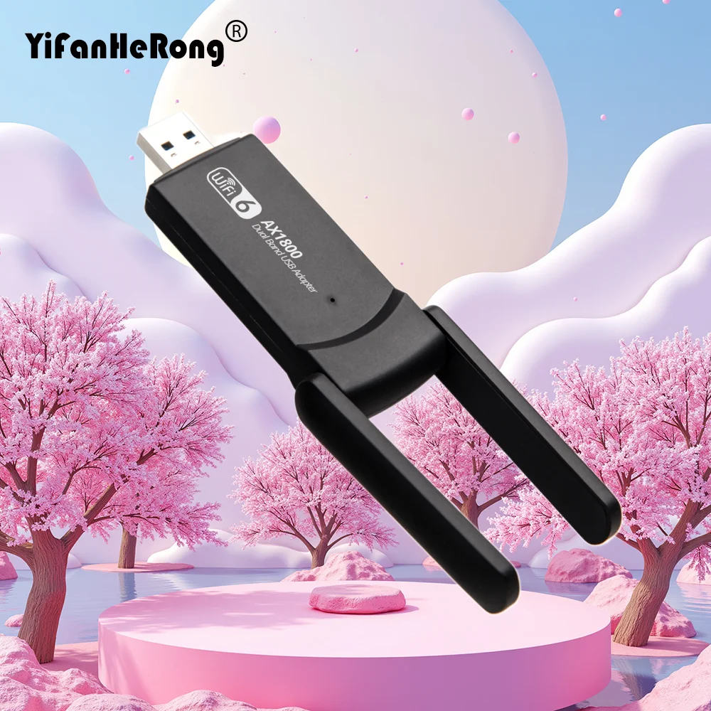 

1800Mbps WiFi 6 USB Adapter 802.11AX 2.4G/5GHz USB3.0 Wireless Network Card Antenna Wi-Fi Dongle for Win 10/11 PC