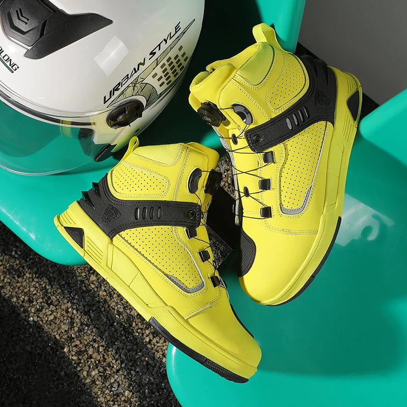 Riding Boots for Men Motorcycle New Leather Collision Avoidance Motos Shoes Anti Slip Wear-Resistant Motocross Protective Shoes