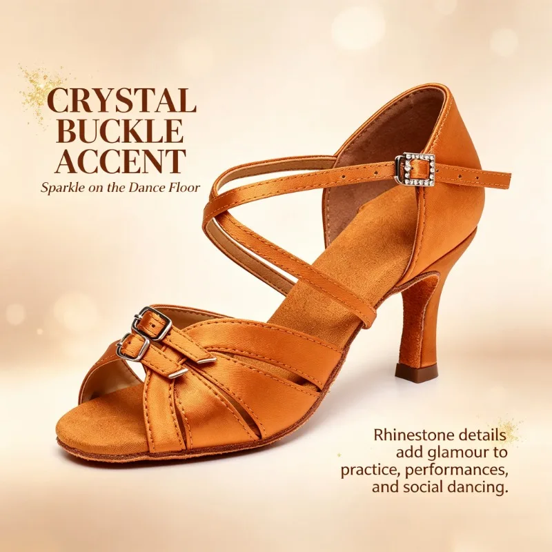 Ballroom Women Latin Dance Shoes Modern Pole Dance Shoes Salsa Tango High Heel Adjustable Latin Shoes for Girls Ladies 7.5/5.5