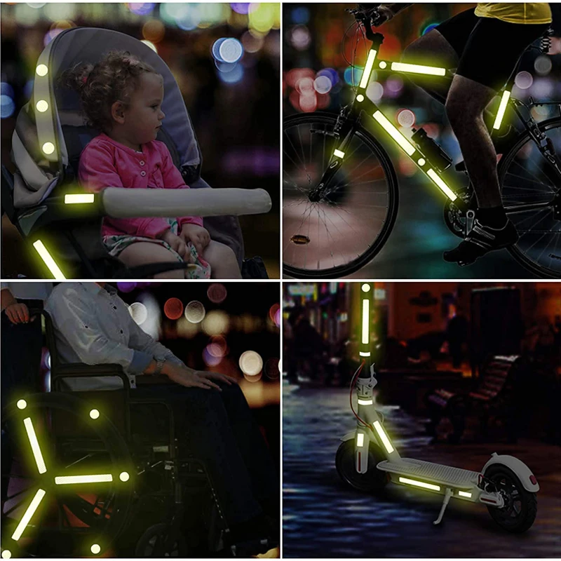 5pieces Reflective Stickers Warning Reflector Stickers Auto Exterior Motorcycle Bike Helmet Sticker