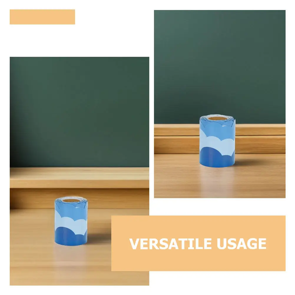 Blue Sky Bulletin Board Stickers Cloud Shaped Die Cut Trim 7.5cmx21m Self Adhesive Classroom Blackboard Wall Decoration