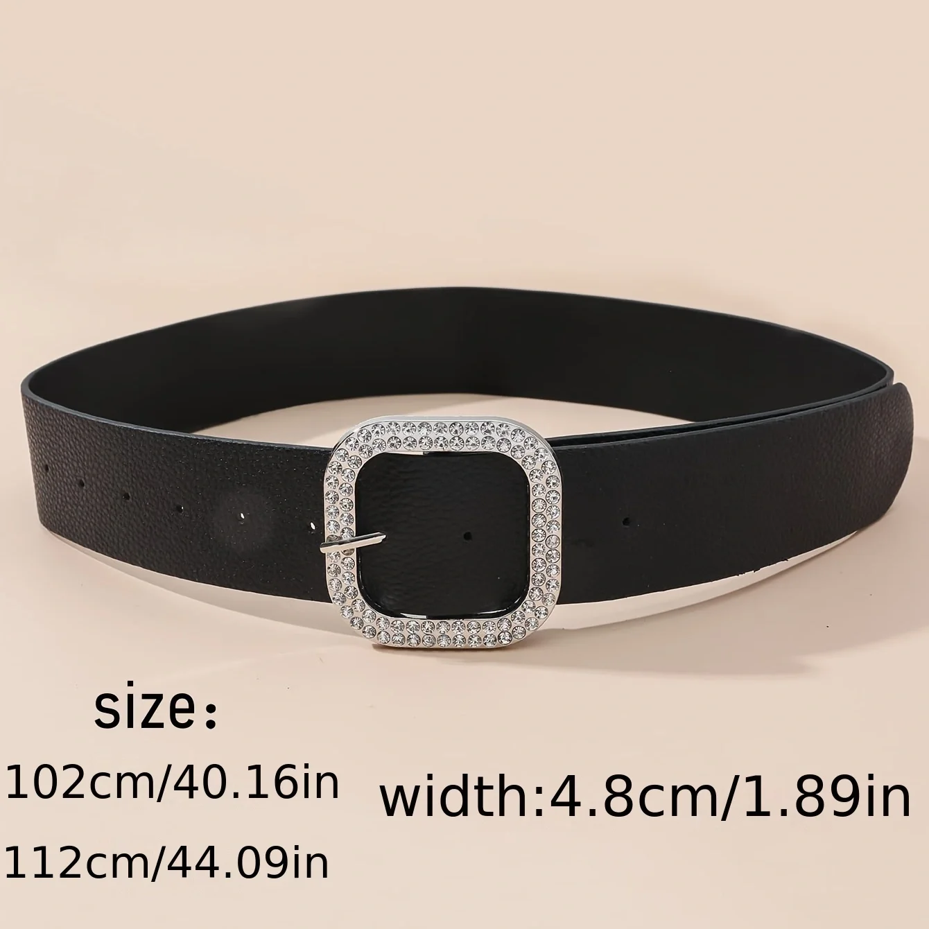 women's rhinestone square buckle belt simple single color smooth PU leather belt casual business jeans pants accessories belt