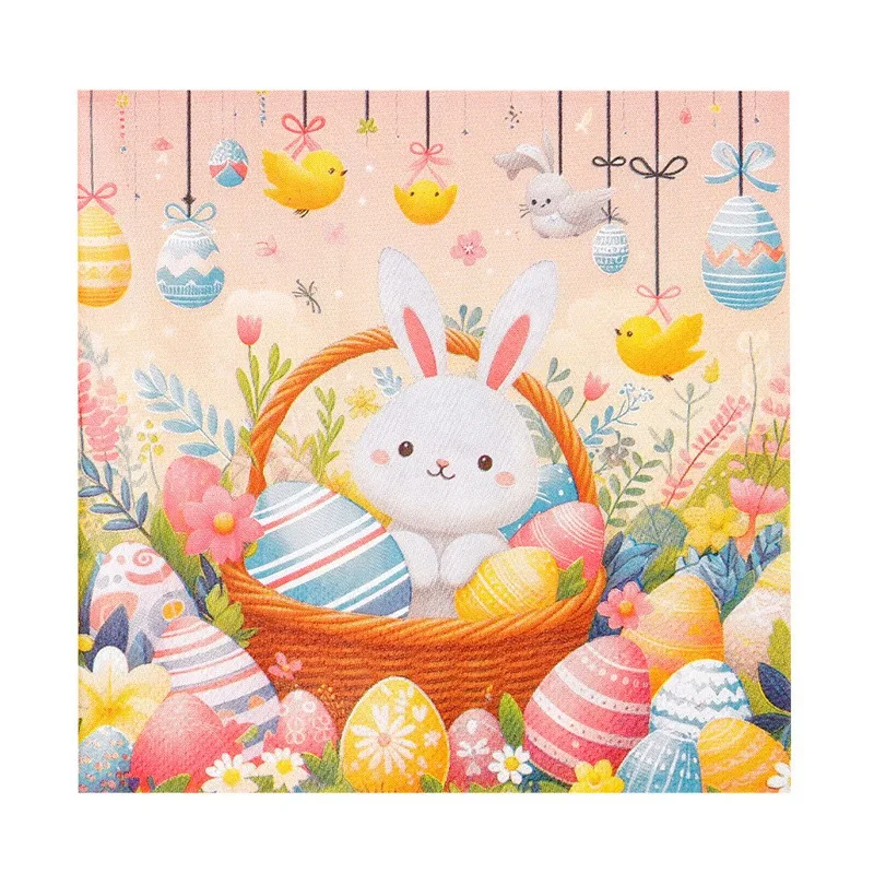 10/20 قطعة 2 طبقة 33 سنتيمتر أرنب عيد الفصح المناديل عيد الفصح البيض سلة الوردي ورقة وجبة حصيرة نزهة حفلة ورقة الرسم DIY Decoupage ورقة