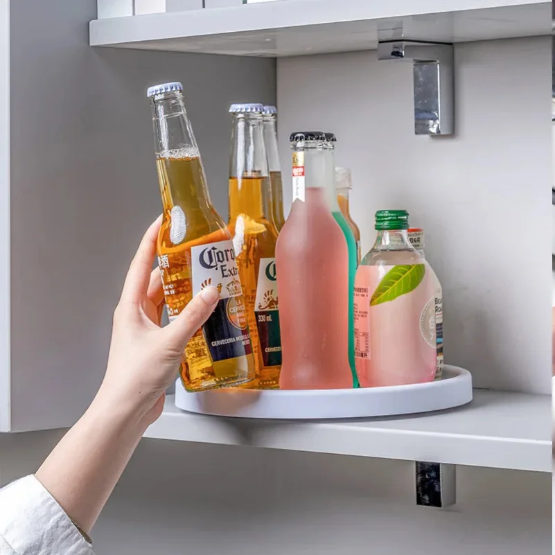 360 Rotation Non-Skid Spice Rack Pantry Cabinet Turntable with Wide Base Storage Bin Rotating Organizer for Kitchen Seasoning