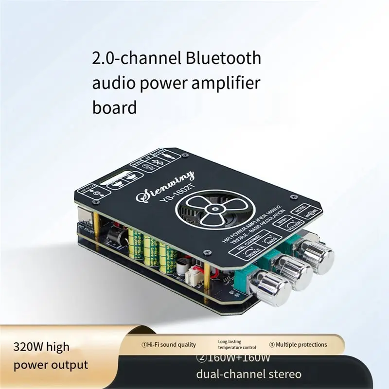 Y45A-YS-1602T 2.0 Channel Bluetooth 5.1 Amp Board 160W X 2 Subwoofer Hifi Stereo Treble Amplifier 320W Home Audio Tuning