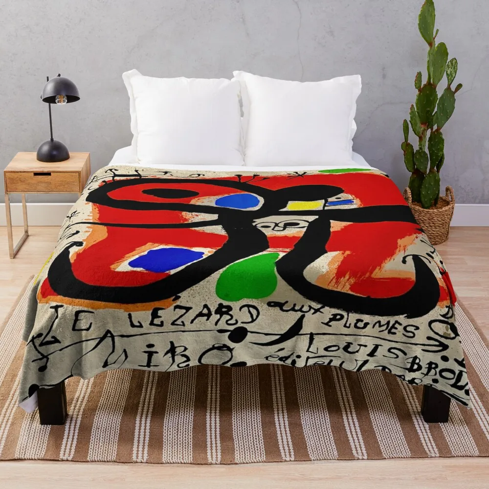 

Lezard aux Plumes d'Or Joan Miró Abstract Surrealism Throw Blanket Beach Weighted Blankets