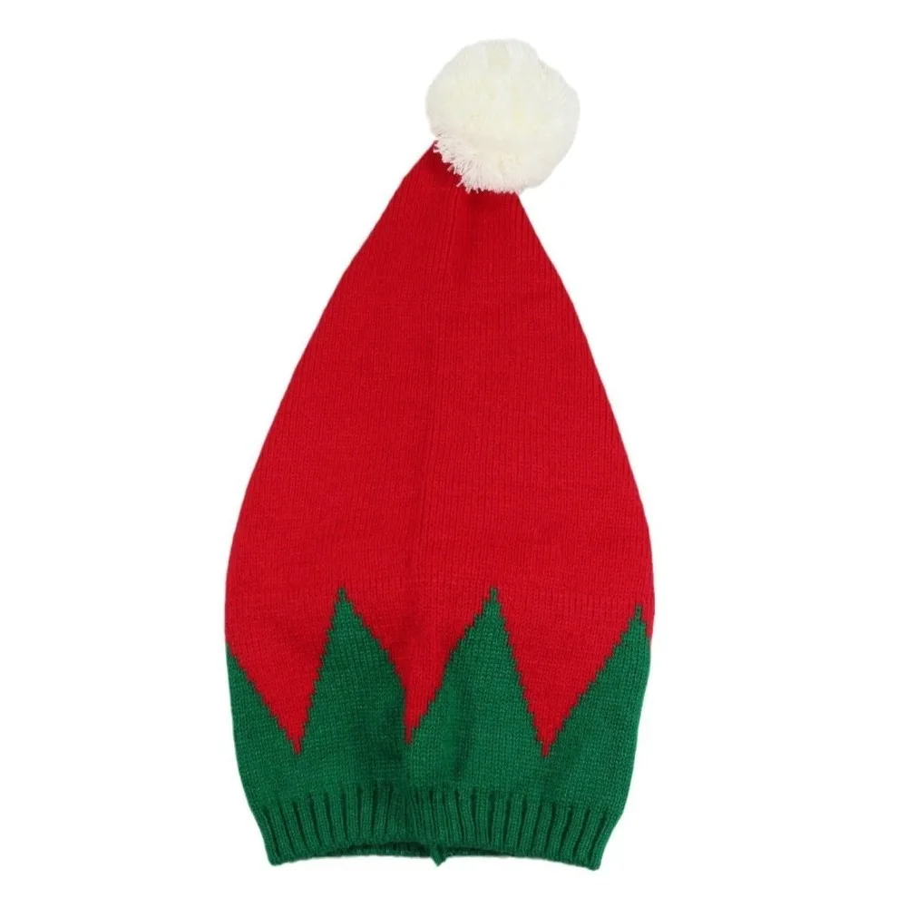 Gift Santa Claus Christmas Knitted Hat Merry Christmas Hat Warm Santa Beanie Hat Crochet Green Red Striped Hat Winter/Autumn