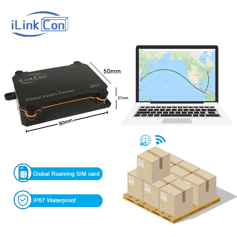 ilinkcon Hot Sale 4g Free Global Sim Sensor Option Shipping Tracking Wifi Pound Ip67 Global Asset Cargo Gps Tracker