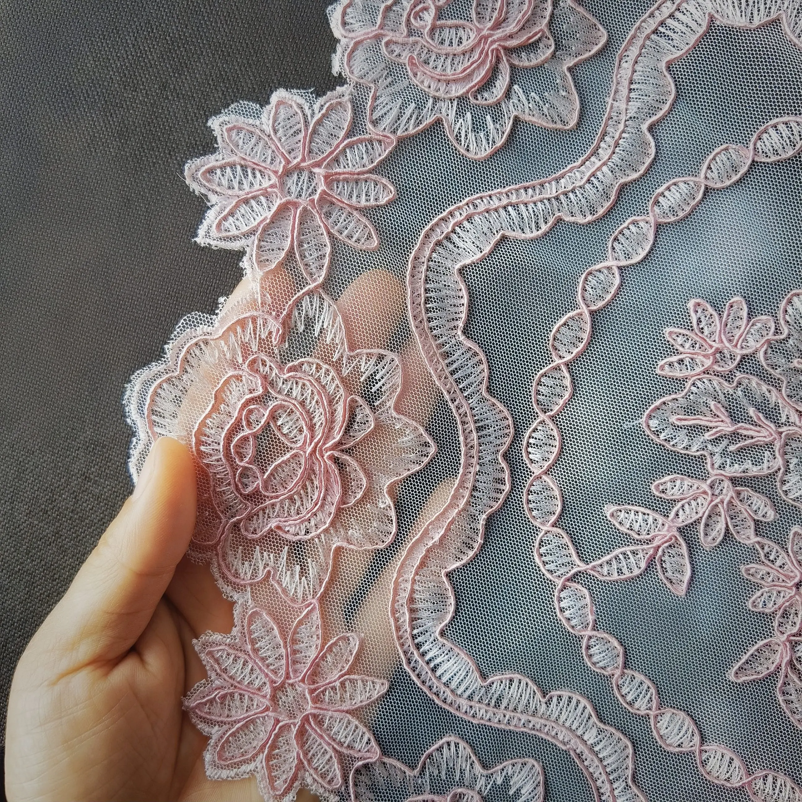 Pink Placemats Round Breakfast Table Mat Lace Jacquard  Table Pad Red Flower Coasters Fruit Tray Mat  Birthday Table Decoration view 6
