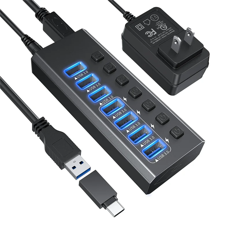 

SCLL-Powered USB 3.0 Hub USB Extension Data Splitter & Power Hub Fit For Laptop And Printer US Plug