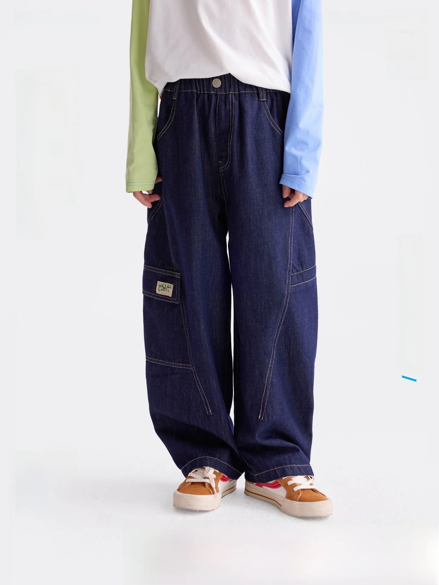 

Versatile Straight Leg Workwear Jeans Children's Clothing Spring New Arrival Unisex Long Pants for Middle Children