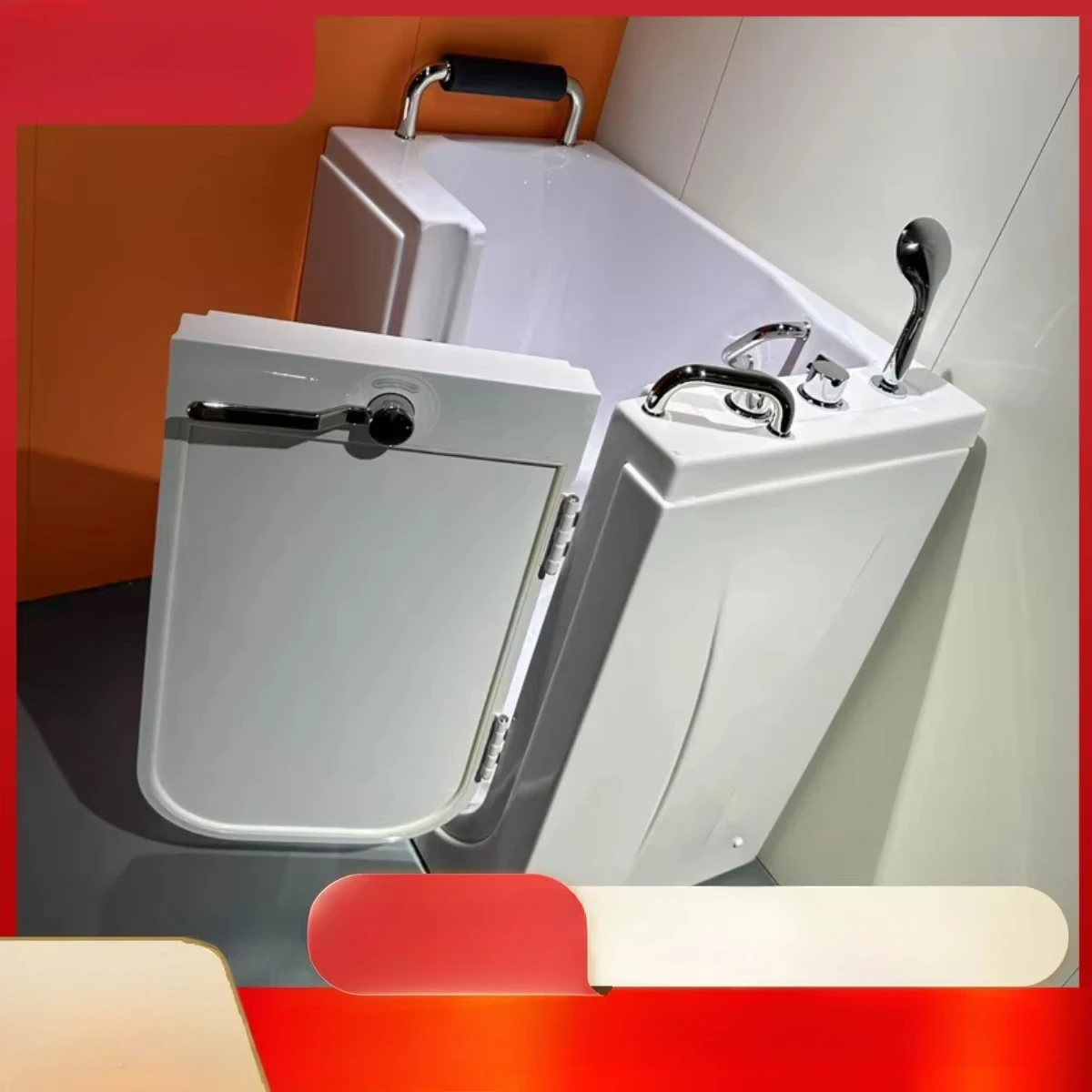 Acrylic Barrier-Free Walk-in Seated Soaking Bathtub With Door Small Bath Pool Apron Installation