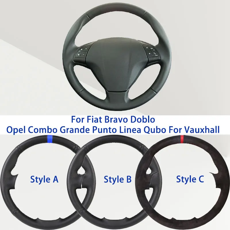 

OEM Black Microfiber Synthetic Leather Car Steering Wheel Cover For Fiat Bravo Doblo Opel Combo Grande Punto Linea Qubo Vauxhall