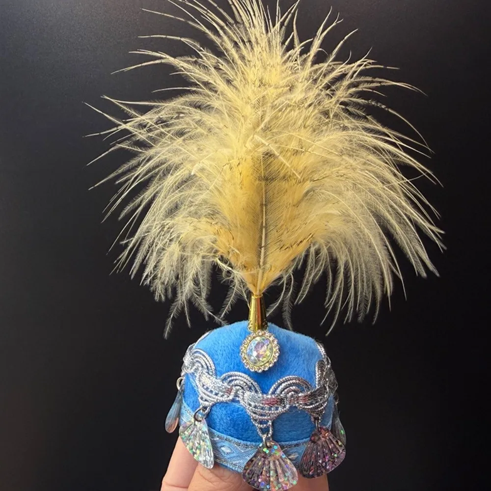New Mini Mini Pointed Hat Rhinestone for Head Circumference 5-7cm Feather Hat Pointed Doll Accessory Hat Doll
