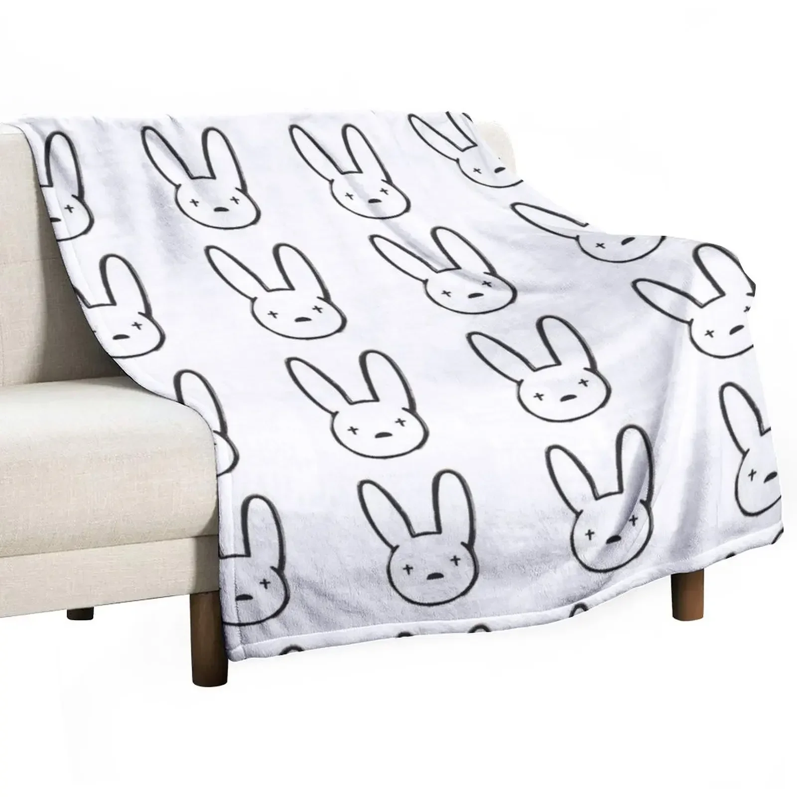 Bad Bunny Throw Blanket Personalized Gift Picnic Blankets