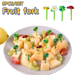 8Pcs Kids Fruit Picks Needle Stick Toothpicks Mini Creative Fruit Cake Dessert Food Forks Lunch Box Decor Bento Accessories