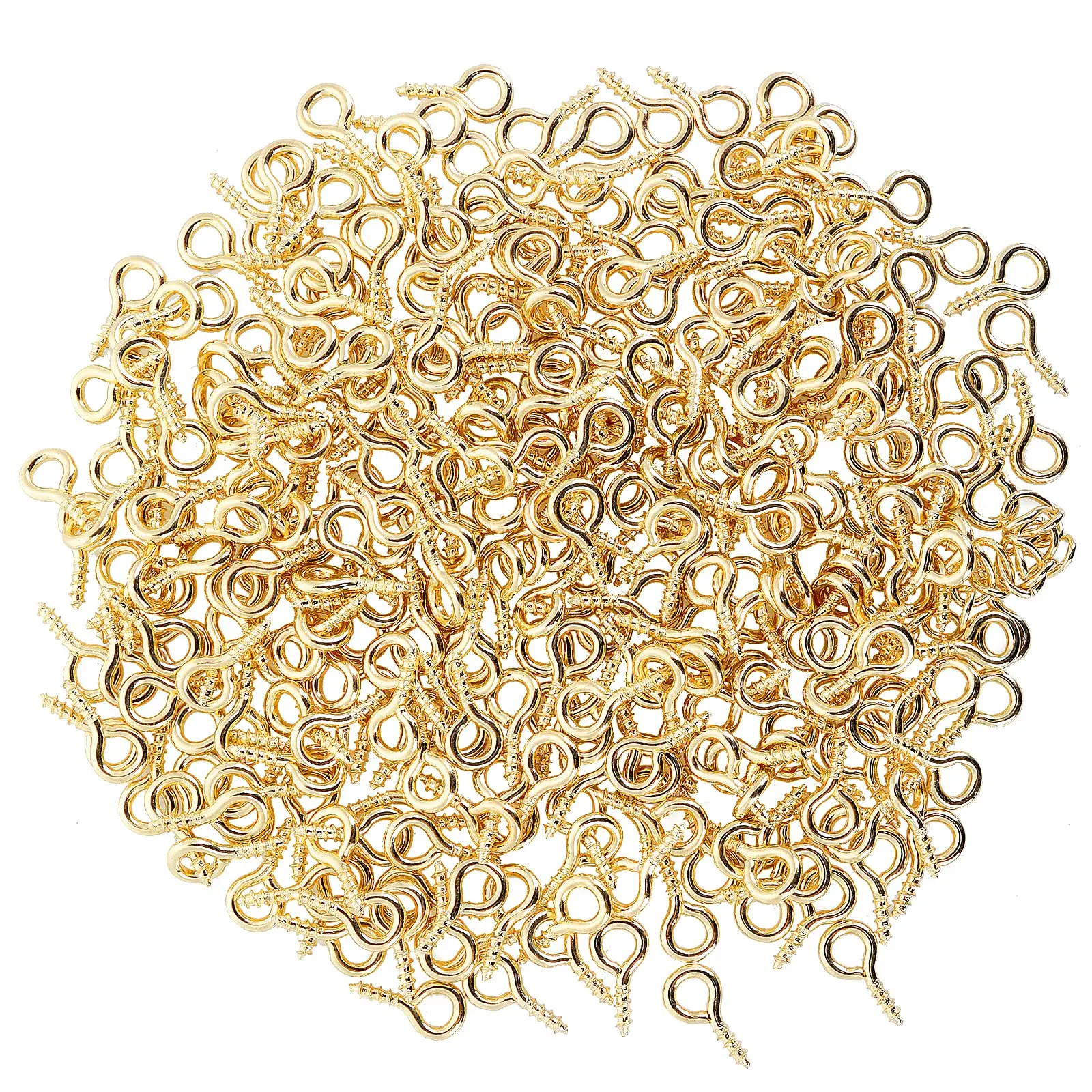 300PCS Mini Eye Pins And Hooks Jewelry Making Golden Tone Clasps And Screws for DIY Craft