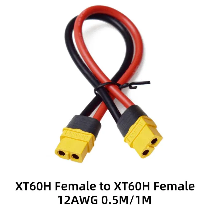 XT60H model aircraft battery adapter cable, power connection cable, extension cable, charging cable 12AWG, 0.5M/1M