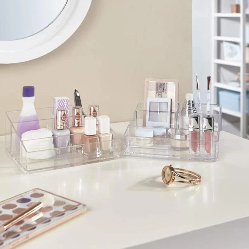 

Clear Plastic Makeup Organizer Cosmetic Box Makeup Brush Holder Stationery Pen Holder Lipstick Display Stand Closet organizer