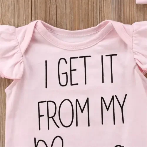 Newborn Clothes Baby Girls Letter Print O-neck Bodysuit + Bow Headband Kids 2pc Set Toddler Girl Cotton Sleeveless Ruffle Outfit