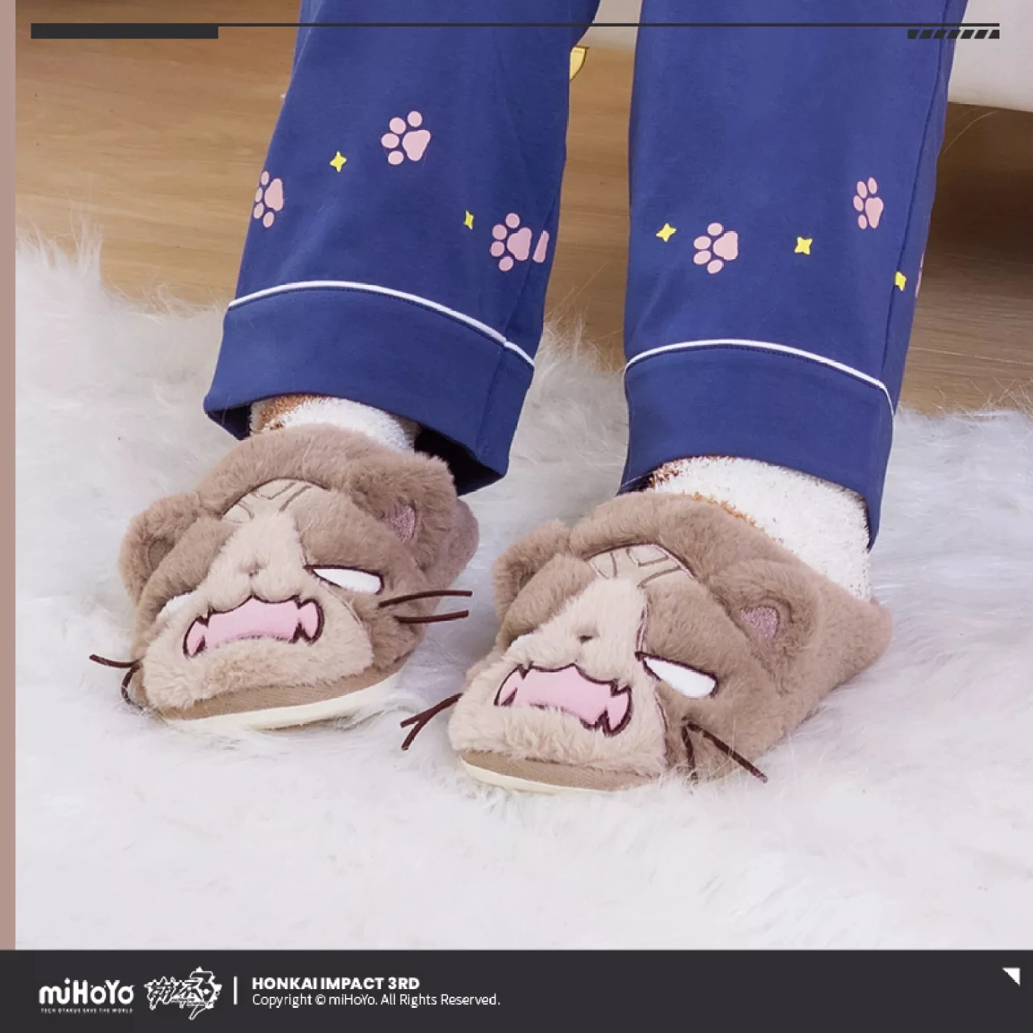 Game Honkai Impact 3 Pardofelis Reverist Calico Collection Cosplay Home Plush Slippers Anime Cartoon Cat Soft Shoes Lovers Gift