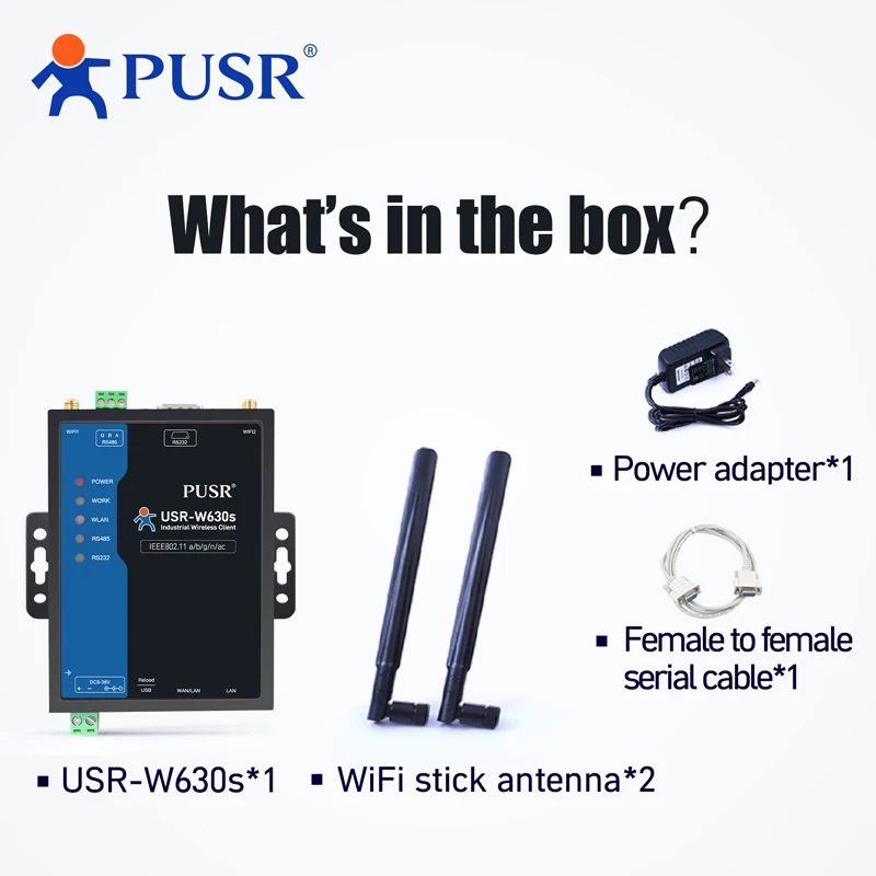 

Промышленный беспроводной клиент PUSR с высокопроизводительным Wi-Fi, поддержкой режима точки доступа 2,4 ГГц и 5,8 ГГц AP/STA/AP+STA/мост USR-W630s