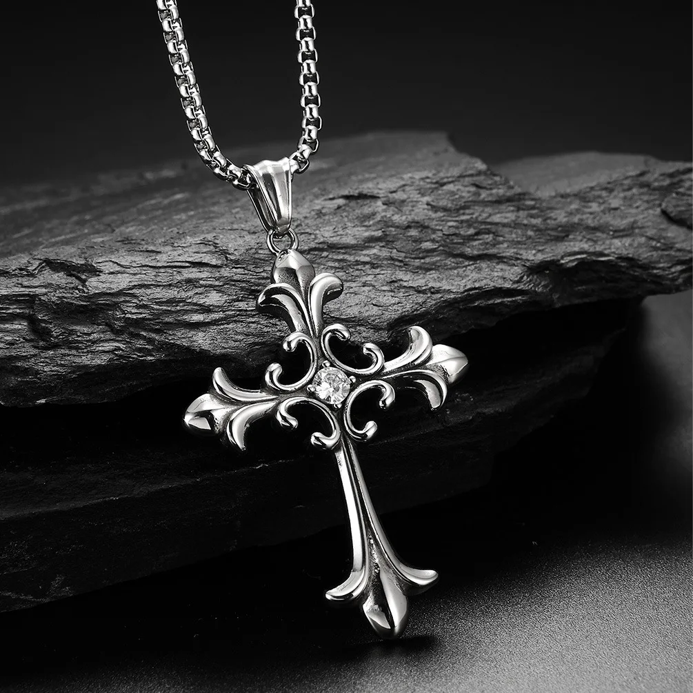European And American Fashion Personality Retro Gothic Cross Necklace For Men And Women Street Hip-Hop Trendsetters Versatile Pe