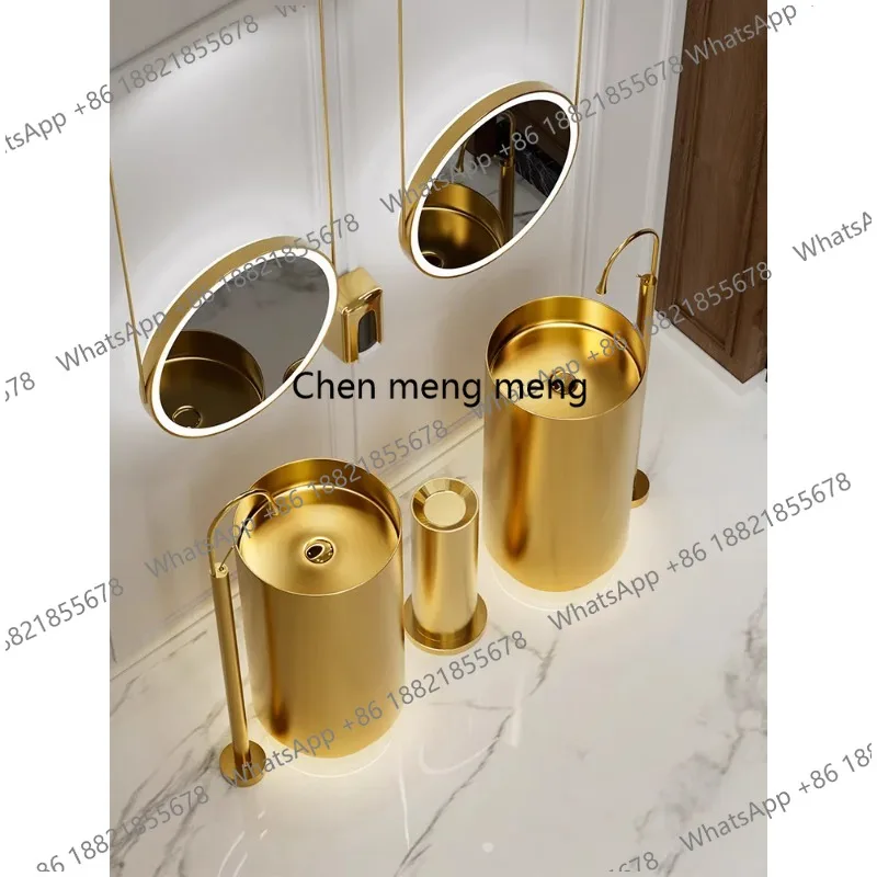 

Nordic style stainless steel bathroom washbasin, high-end design floor standing integrated circular washbasin GN698ZX