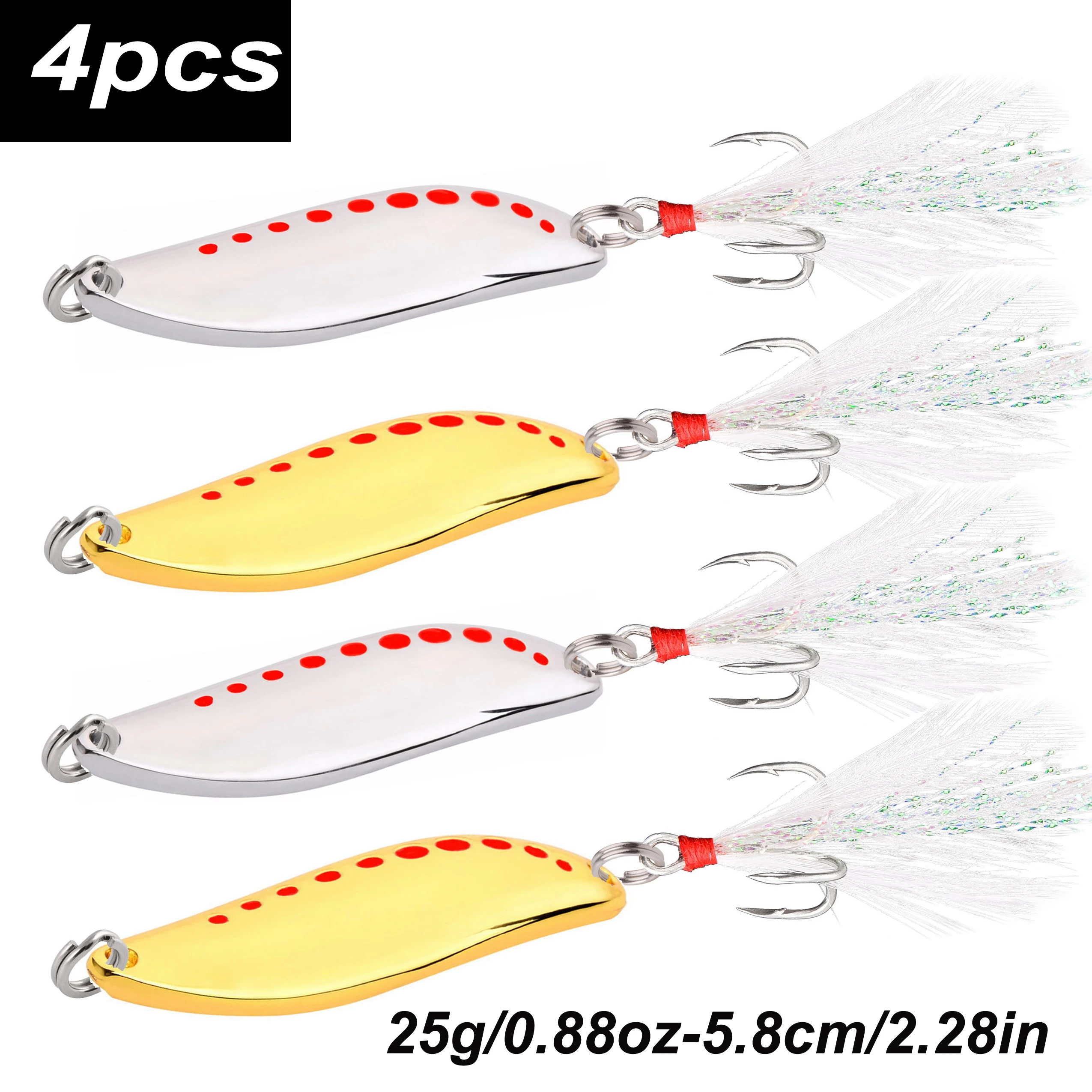 4 stücke Metall Vib Leech Spinner Löffel Lockt 2,5g-25g Künstliche Köder Pesca Angeln Köder Haken Tackle Set für Bass Hecht Barsch – Detail 1