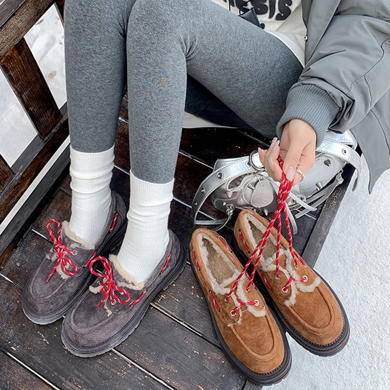 Women's Real Leather Flat Snow Boots - Sizes 34-40